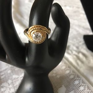 Cubic Zirconia & Gold-tone Ring Size 7&1/4